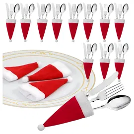 12x Etui na Sztućce Świąteczne Pokrowce Pokrowiec na Święta Czapka Mikołaj