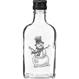 Butelka 200 ml z zakrętką, nadruk Świąteczny Bałwanek, 1szt.
