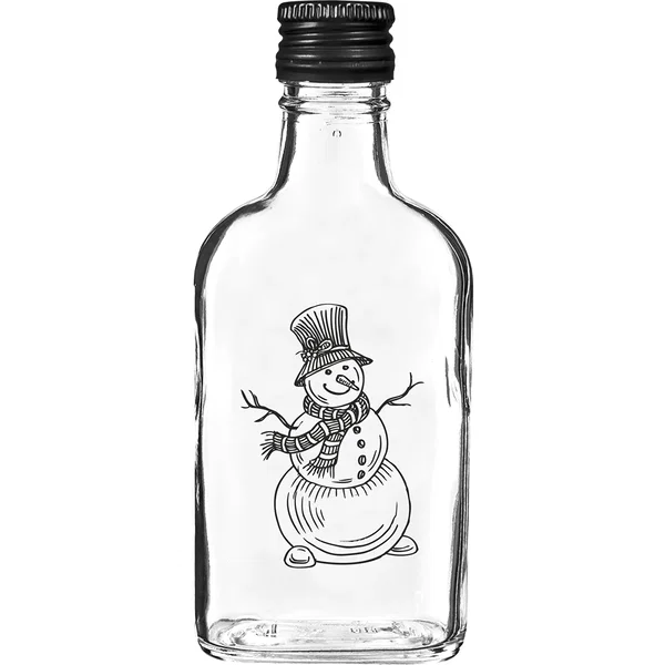 Butelka 200 ml z zakrętką, nadruk Świąteczny Bałwanek, 1szt.