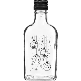 Butelka 200 ml z zakrętką, nadruk Świąteczne bombki, 1szt.