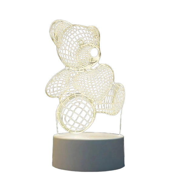 Lampka Nocna Prezent Miś 3D Illusion do Sypialni dla Dzieci Biurkowa USB