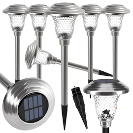 Zestaw Lamp Lampa Ogrodowa  Solarna Wbijana Wodoodporne 42cm  6szt srebro