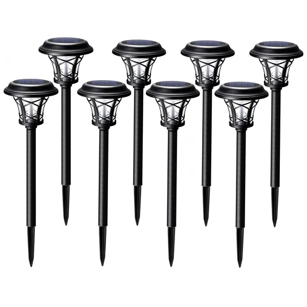 Zestaw Lamp Lampy Duże  Ogrodowe Solarne Wbijane Wodoodporne 40cm  8szt.