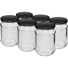 Słoik 250 ml fi 66/4 zakrętka czarna - 6 szt.