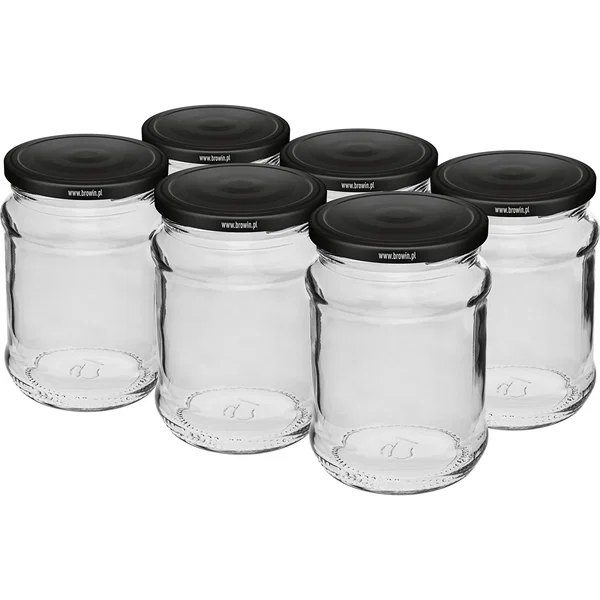 Słoik 250 ml fi 66/4 zakrętka czarna - 6 szt.