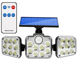 Lampa Solarna Ogrodowa 138 Led Zewnętrzna z Czujnikiem Ruchu Zmierzchu Pilot