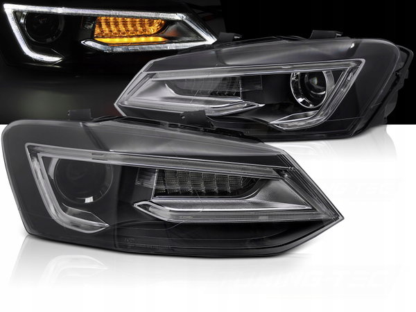 LAMPY PRZEDNIE REFLEKTORY DYNAMICZNE BLACK LED do VW POLO 6R V 5 09-17