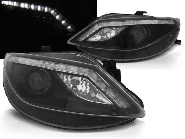LAMPY PRZEDNIE REFLEKTORY SOCZEWKOWE BLACK LED SEAT IBIZA IV 6J 2008-2012