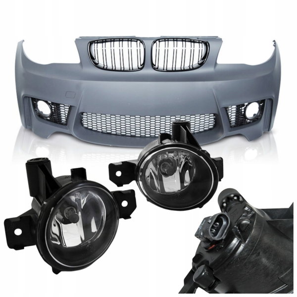 ZDERZAK+ HALOGENY Do BMW E81 E82 E87 E88 2004 -2013 LOOK 1M Bez CZUJNIKÓW