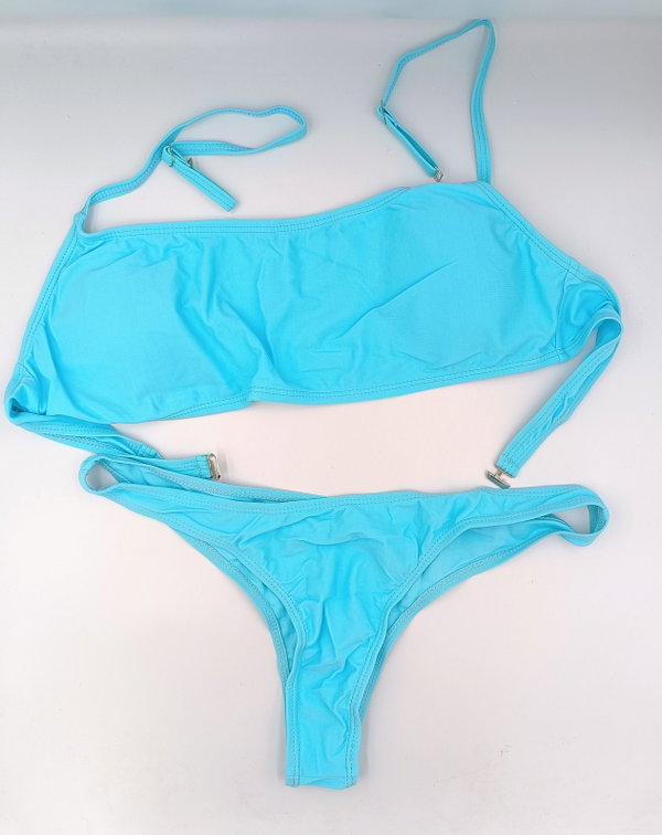 Błękitny kostium kąpielowy dwuczęściowy bikini rozmiar L