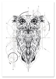 Plakat portret sowa geometria 21x29,7 cm A4