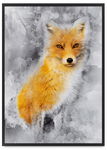 Plakat rudy lis abstrakcja 40x50 cm w czarnej ramie