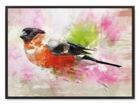 Plakat z ptakiem abstrakcja 30x40 cm w czarnej ramie