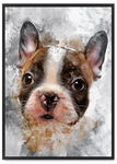 Plakat buldog pies abstrakcja 21x30 cm w czarnej ramie