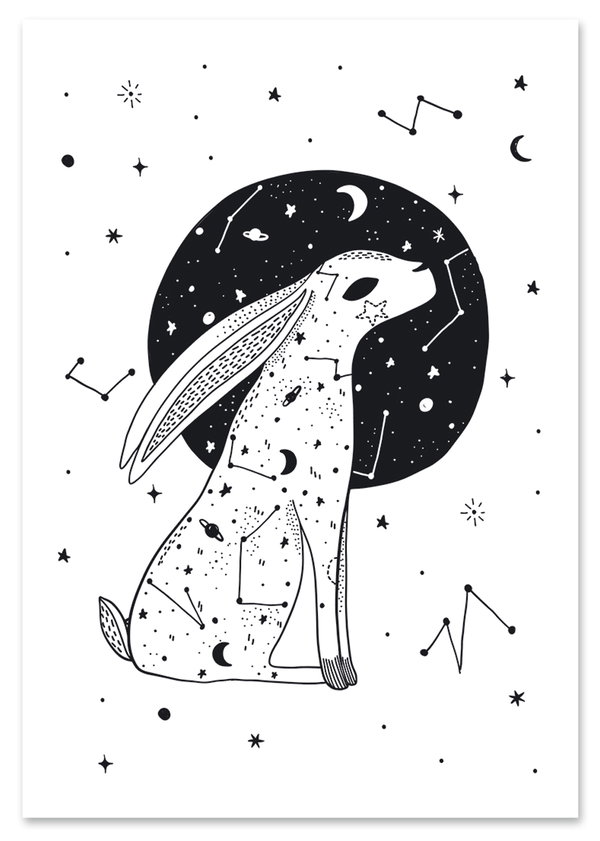 Plakat gwiezdny zając luna 70x100 cm