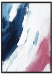 Plakat abstrakcja bordowo niebieska 40x50 cm w czarnej ramie