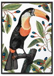 Plakat tukan w liściach 61x91 cm w czarnej ramie