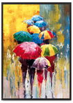Plakat abstrakcja kolorowe parasole 50x70 cm w czarnej ramie