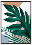 Plakat boho zielone liście 50x70 cm w czarnej ramie