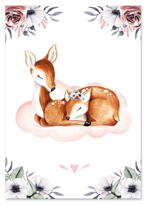 Plakat dla dziecka, sarenka, chmurka różowe plakaty 50x70 cm