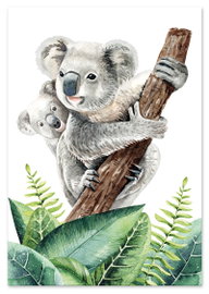 Plakat miś koala zielone liście 30x40 cm