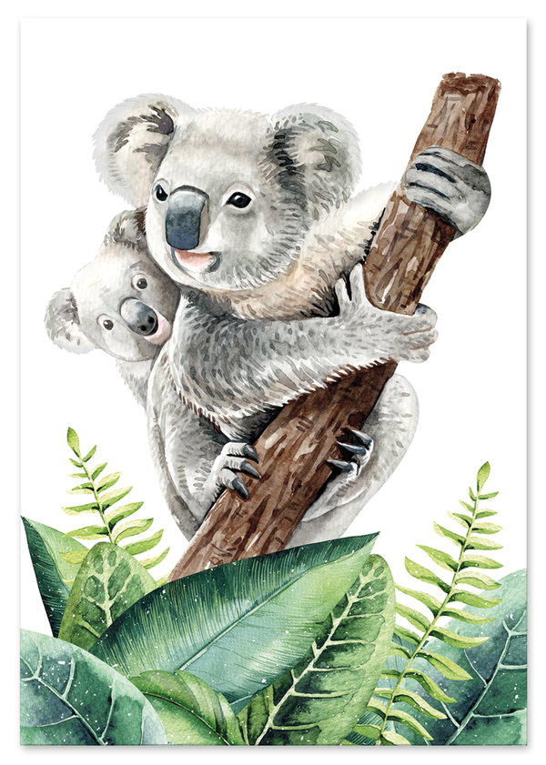 Plakat miś koala zielone liście 50x70 cm