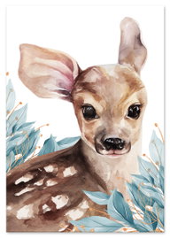 Plakat  dekoracje do pokoju dziecka sarna sarenka 50x70 cm