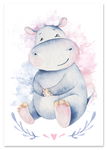 Plakat do pokoju dziecka hipopotam słodkie zwierzaki 50x70 cm