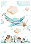 Plakat do pokoju dziecka samolot w chmurach 30x40 cm