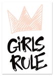 Plakat z napisem girls rule różowa korona 29,7x42 cm A3