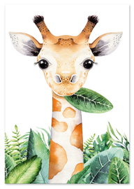 Plakat żyrafa w liściach plakaty dla dziecka 21x29,7 cm A4