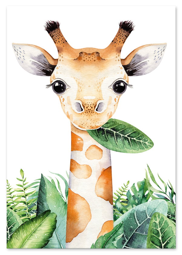 Plakat żyrafa w liściach plakaty dla dziecka 21x29,7 cm A4