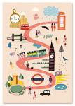 Plakat mapa mapy Londyn ilustracja 40x50 cm