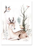 Plakat obrazki dla dziecka sarenka w lesie 61x91 cm