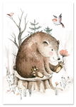 Plakat obrazki dla dziecka leśne zwierzęta miś niedźwiadek 61x91 cm