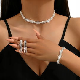 Komplet Biżuterii Srebrny Naszyjnik Kolczyki Bransoletka Ślubny B15