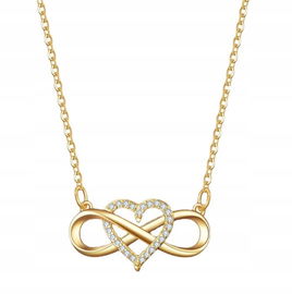 ŁAŃCUSZEK DAMSKI ZŁOTY NASZYJNIK DŁUGI WISZĄCY CYRKONIA NIESKOŃCZONOŚĆ