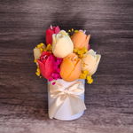 Flower Box Świece Sojowe Wieczny Bukiet Prezent Tulipany Ślub Urodziny