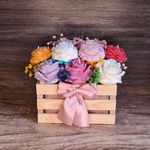 Flower Box Świece Bukiet Prezent MIni Skrzynia Dekoracja Ozdoba Kwiaty