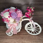 Flower Box Świece Sojowe Wieczny Bukiet Kwiaty Prezent Urodziny Rower