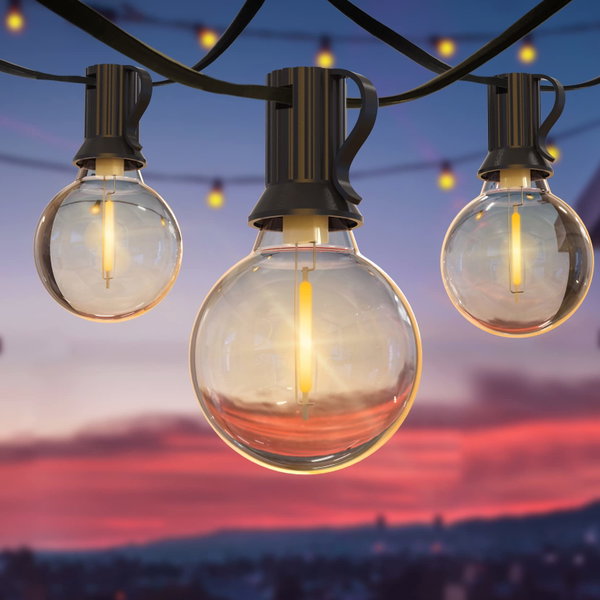 Girlandy Światła BESCOST G40-15M Wodoodporne 15m 25+2 LED Żarówki IP44