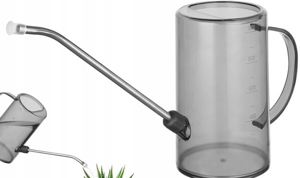Konewka Flora Mini 1L Szara z Długą Wylewką do Roślin Domowych