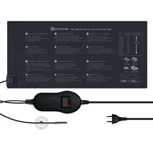 Mata grzewcza do sadzonek KETOTEK z termostatem 230 V 52x25cm
