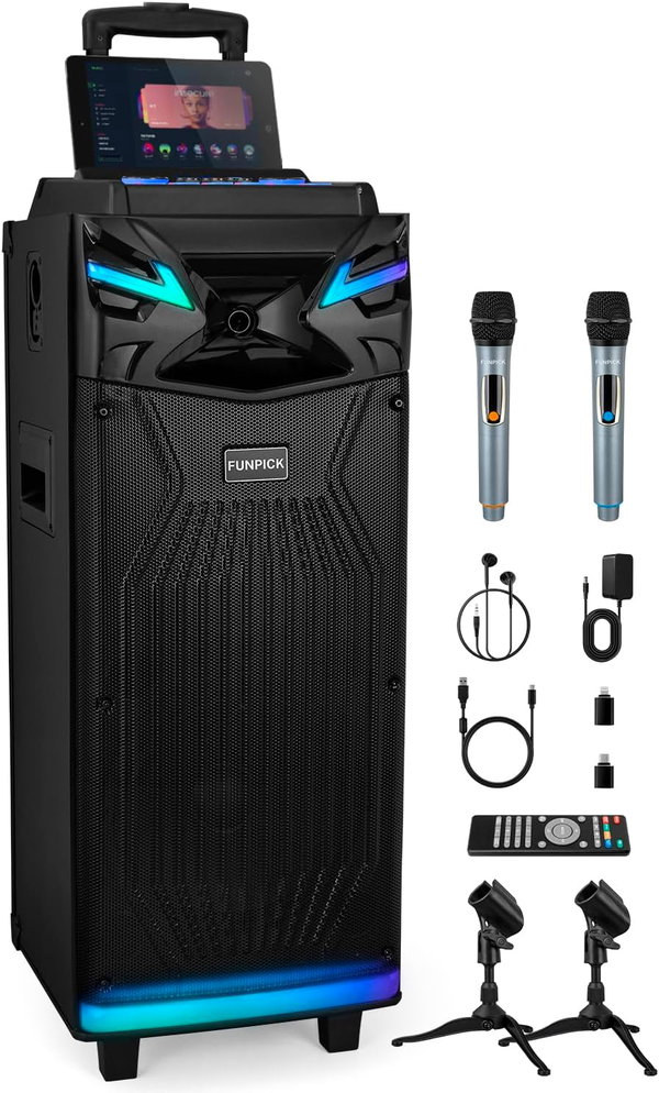 Głośnik Bluetooth GEYGUY Funpick FTSK210-1 80W KARAOKE 2 Mikrofony