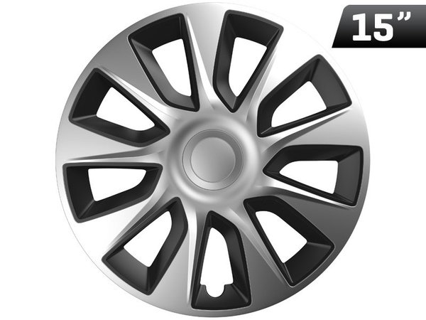 Kołpaki Stratos silver / black 15", 4 szt.