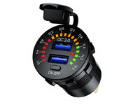 Ładowarka do zabudowy USB QC3.0 + USB 6A z woltomierzem i włącznikiem mechanicznym