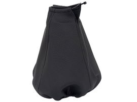 Mieszek dźwigni zmiany biegów z opaską, skóra naturalna, czarny