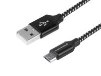 Kabel do ładowania i synchronizacji, 300 cm, w oplocie z mikrofibry