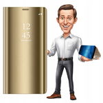 etui Samsung Galaxy S9 pokrowiec z klapką złoty przeźroczysty front