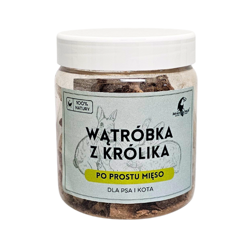 Liofilizowana wątróbka z królika 80g dla psa i kota  kwasy tłuszczowe